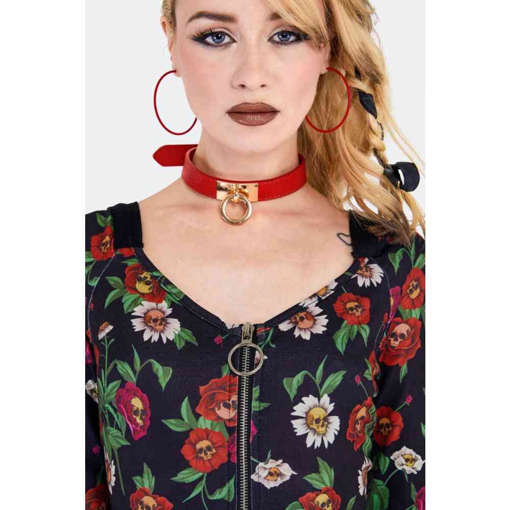 Jawbreaker - Skull Flower Robe courte - Noir